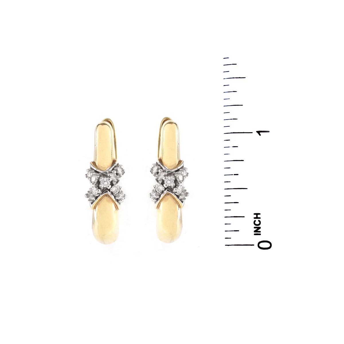 Vintage 14 Karat Yellow Gold and Diamond Earrings