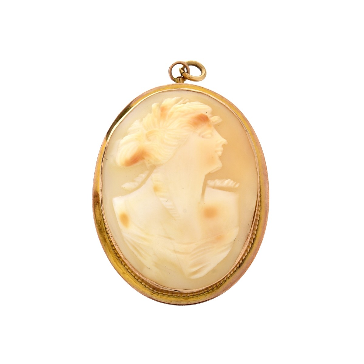 Shell and 14K Cameo Pendant