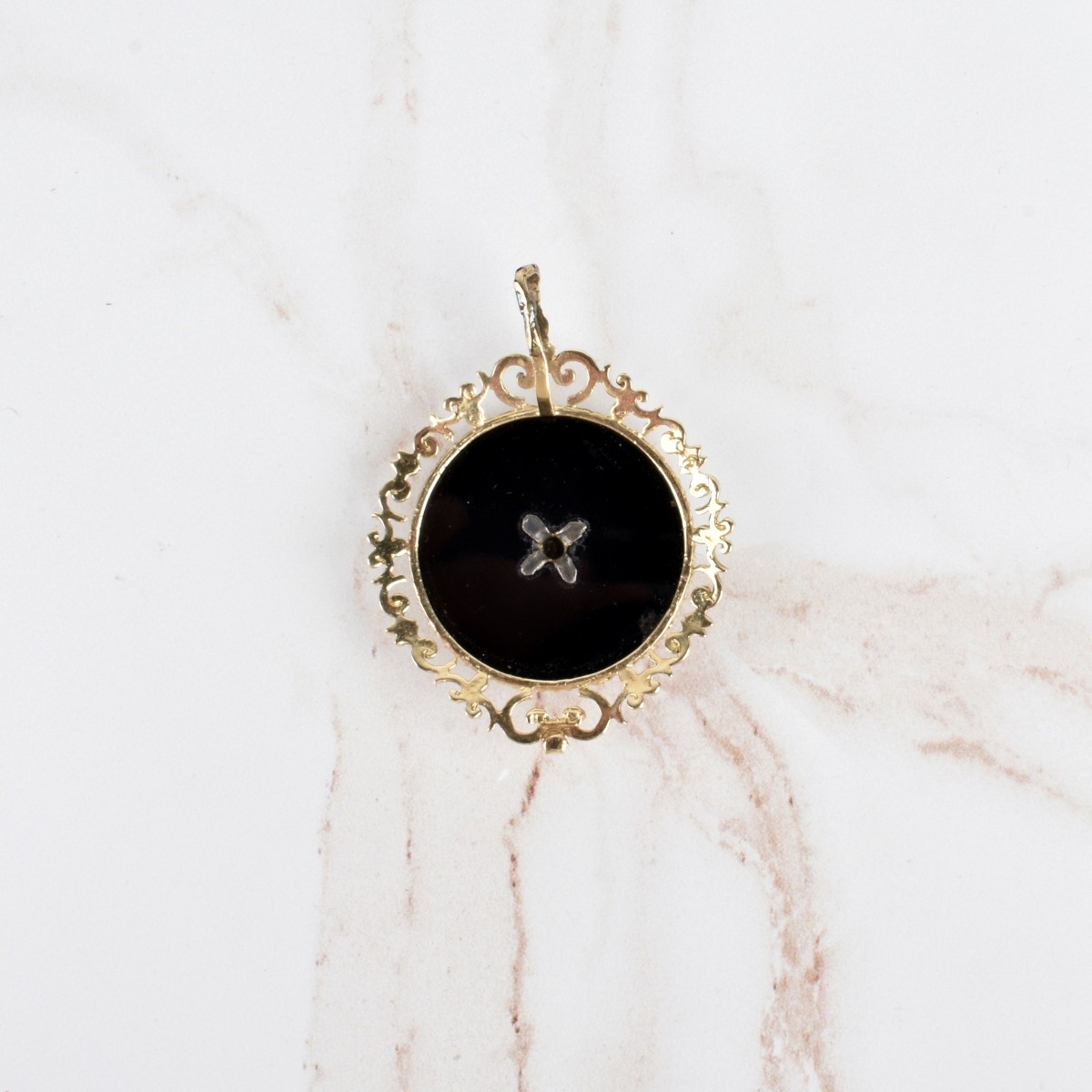 Antique Diamond, Onyx and 14K Pendant