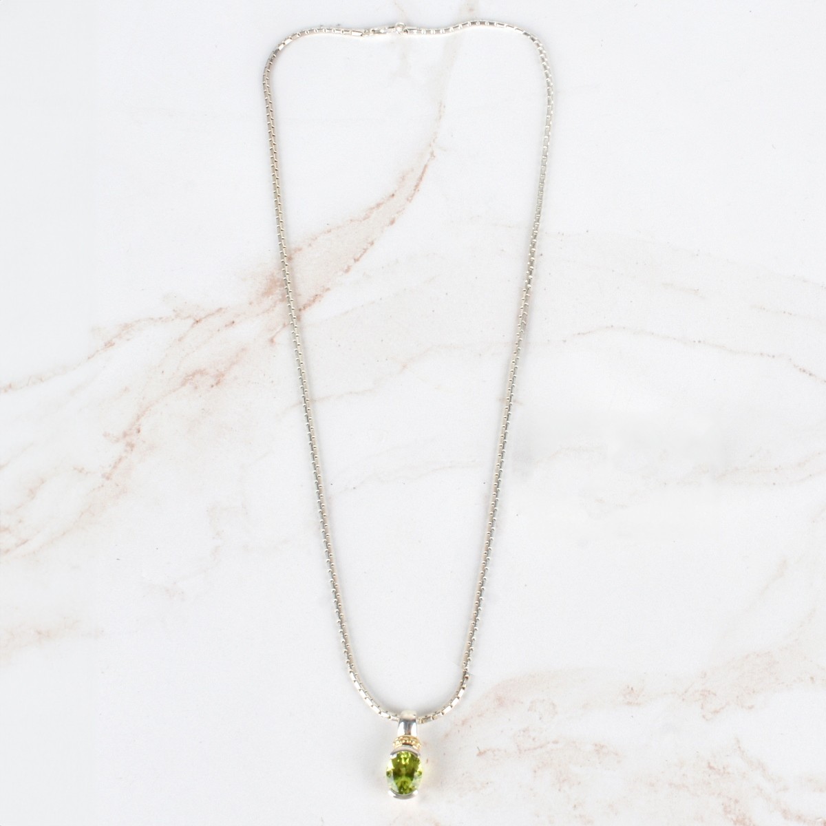 Peridot, 18K and Silver Necklace & Earrings