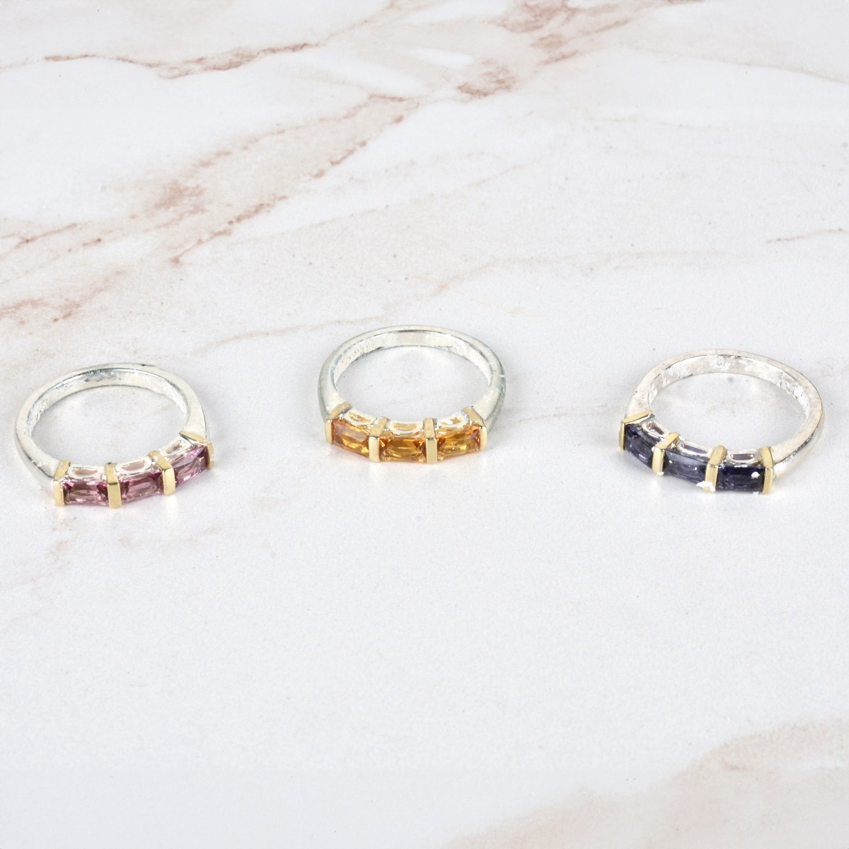 Gemstone, 18K and Silver Rings