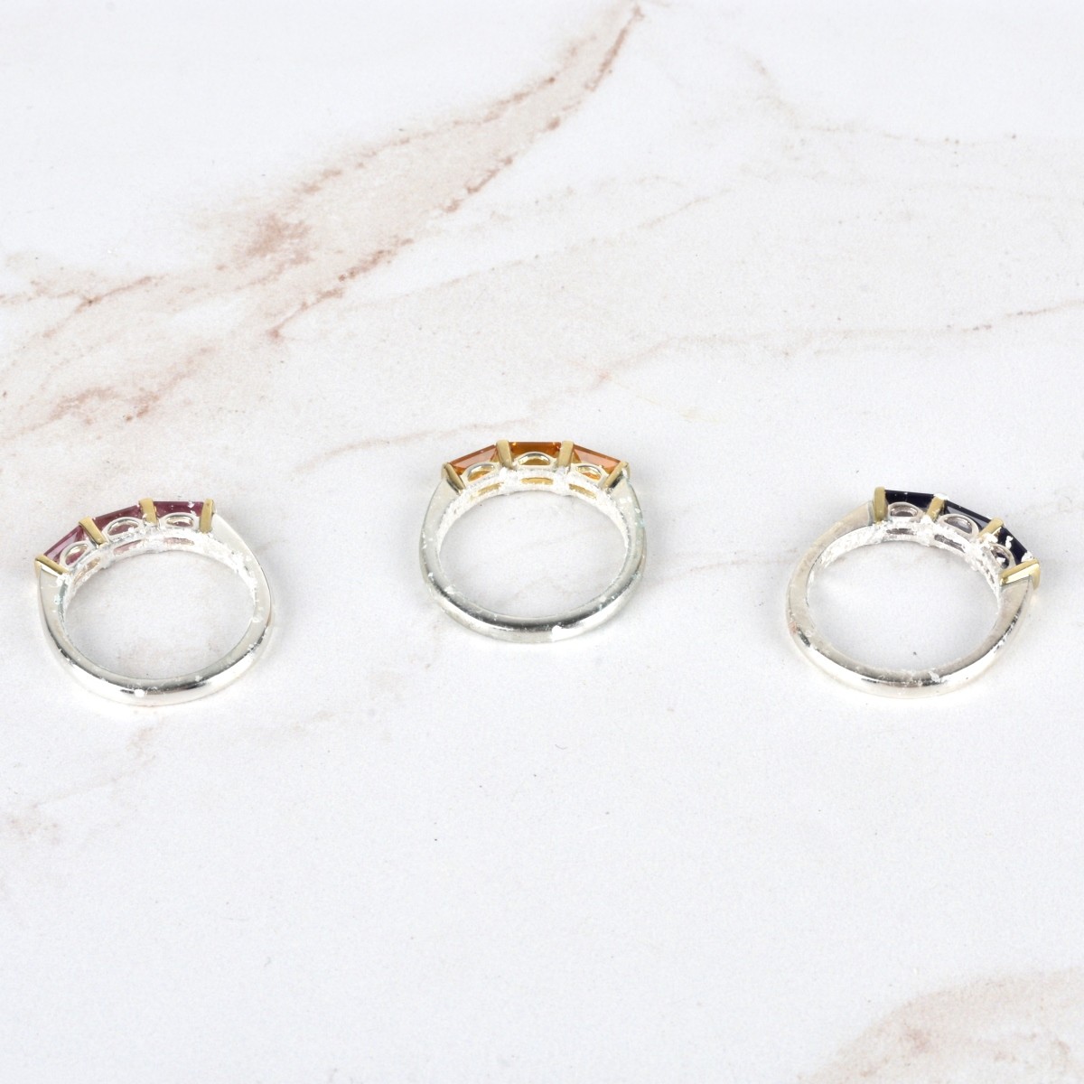 Gemstone, 18K and Silver Rings