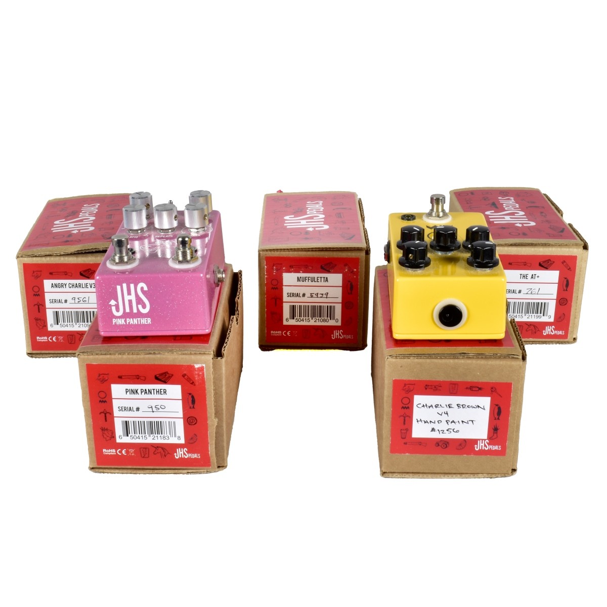 Five Assorted JHS Guitar Pedals