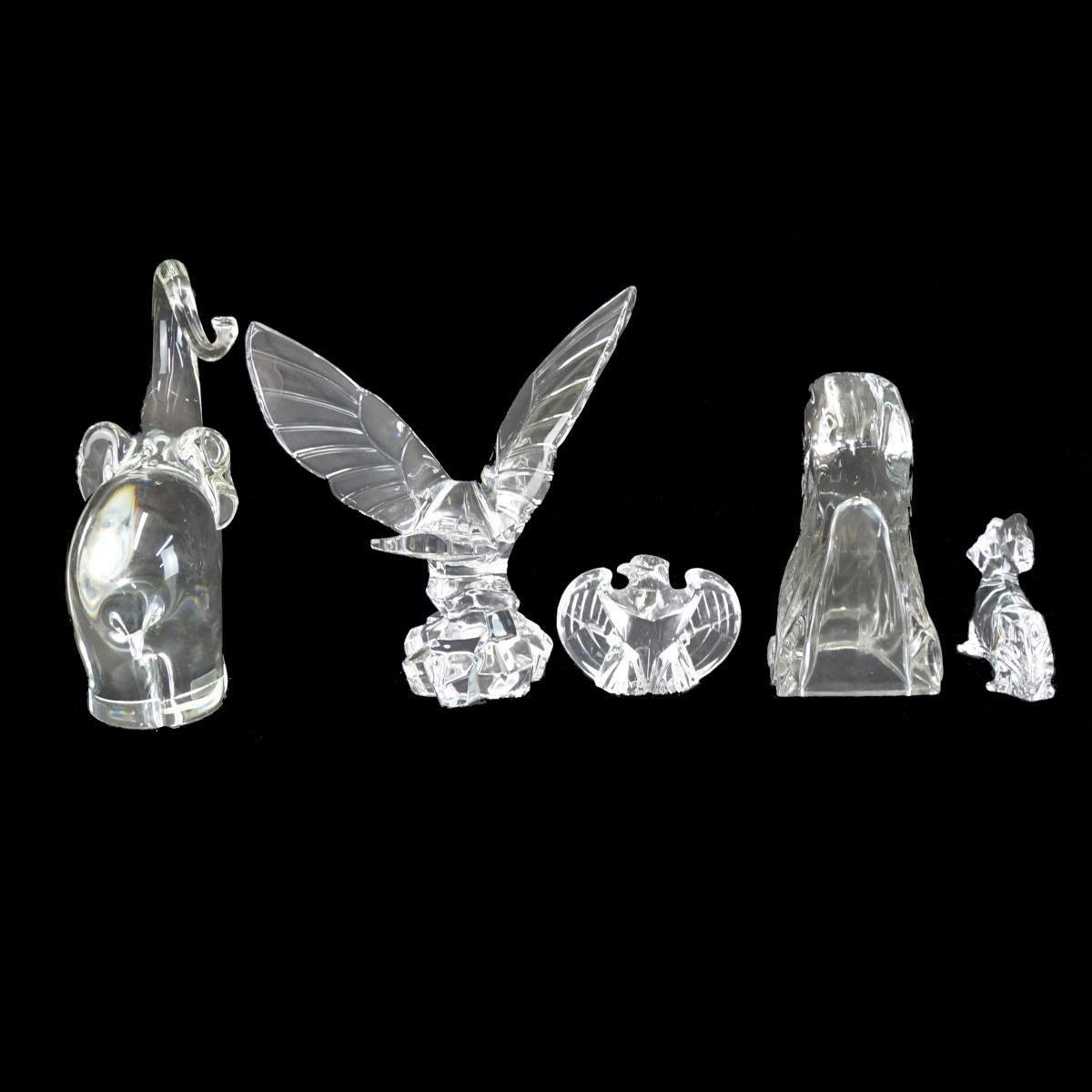 Five Vintage Animal Crystal Figurines