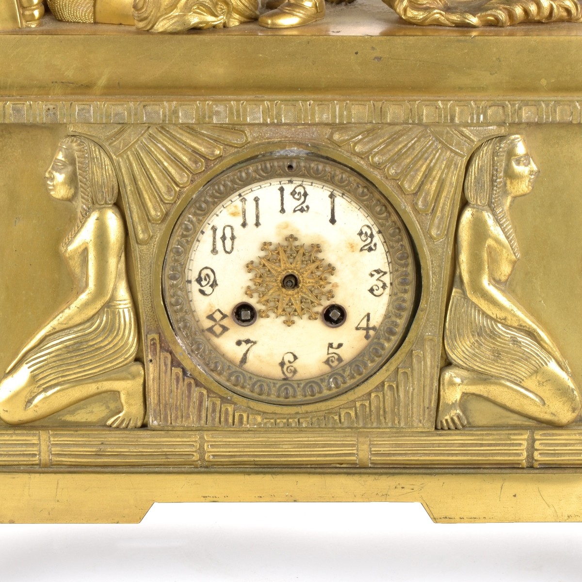 Antique Empire Style Gilded Bronze Mantle Clock