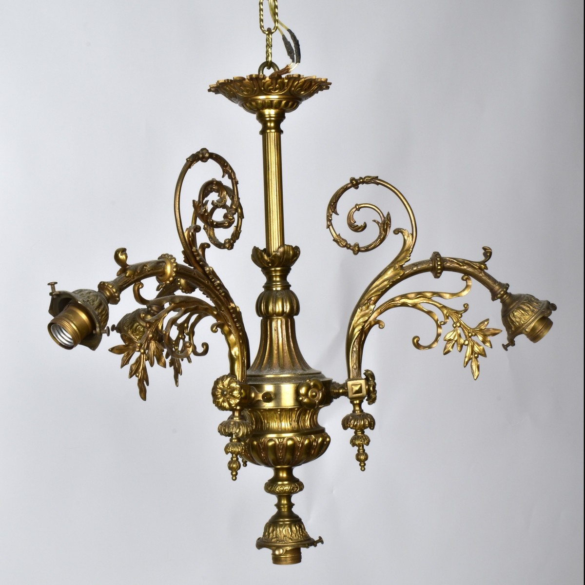 Three Arm Four Light Bronze Chandelier