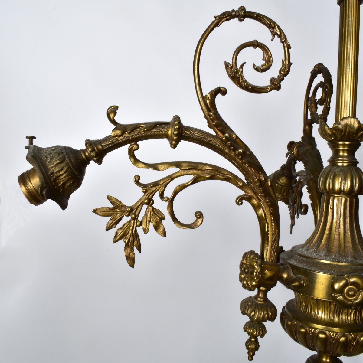 Three Arm Four Light Bronze Chandelier