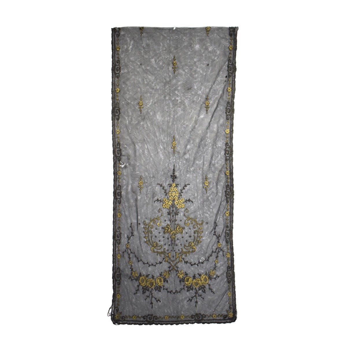 Victorian Needle Work Panel Gold Threading