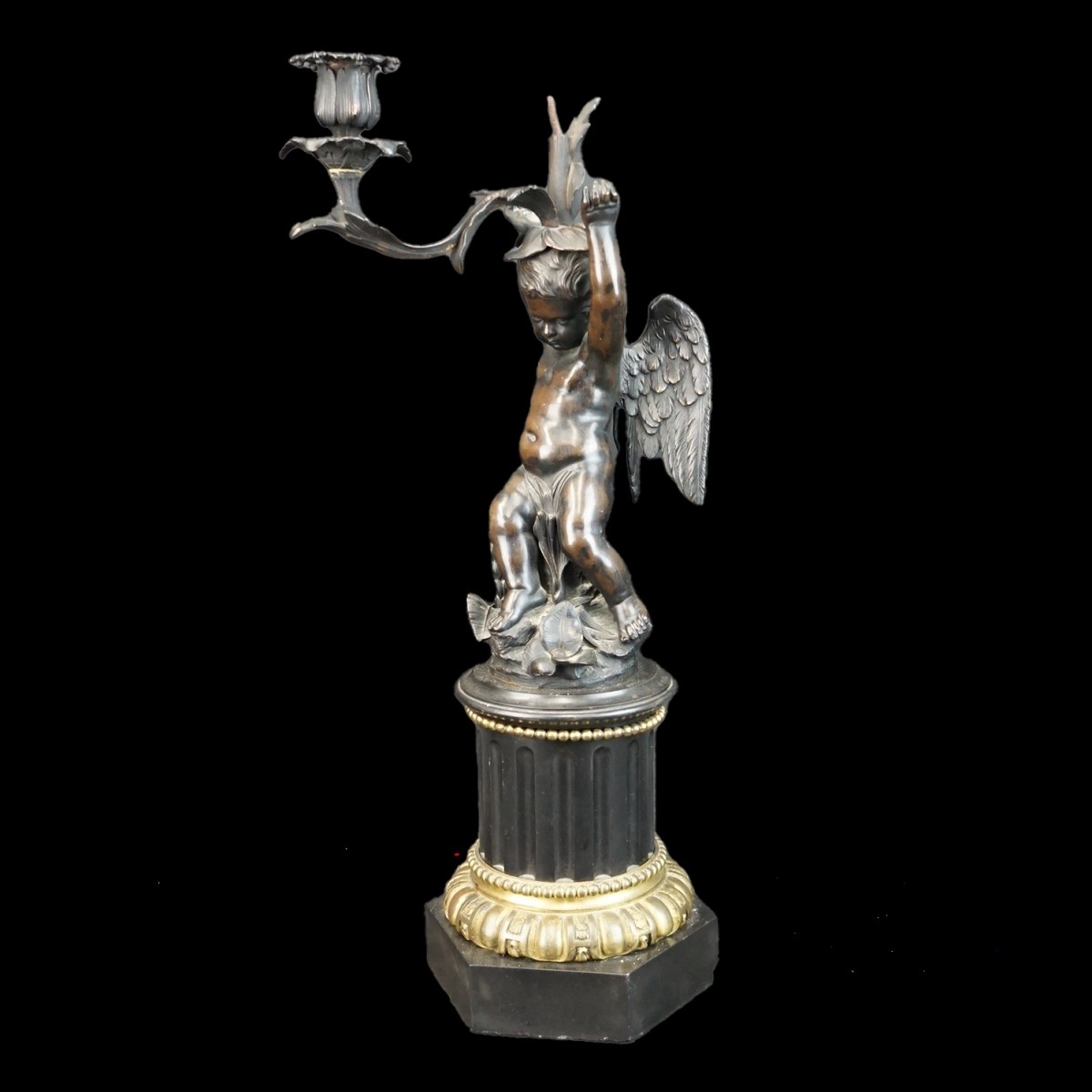 One Louis XVI Style Angel Candelabra