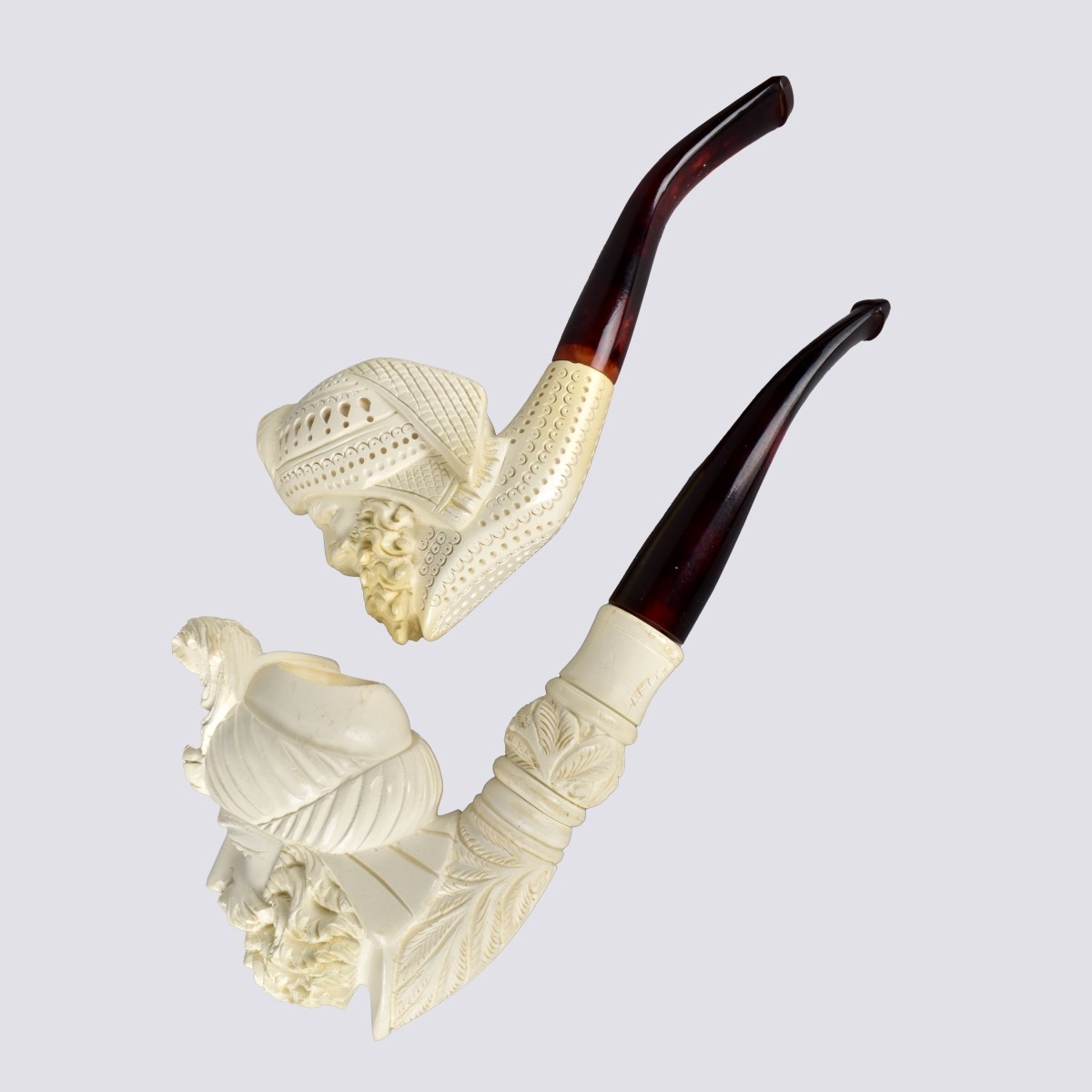 Two Carved Meerschaum Pipes