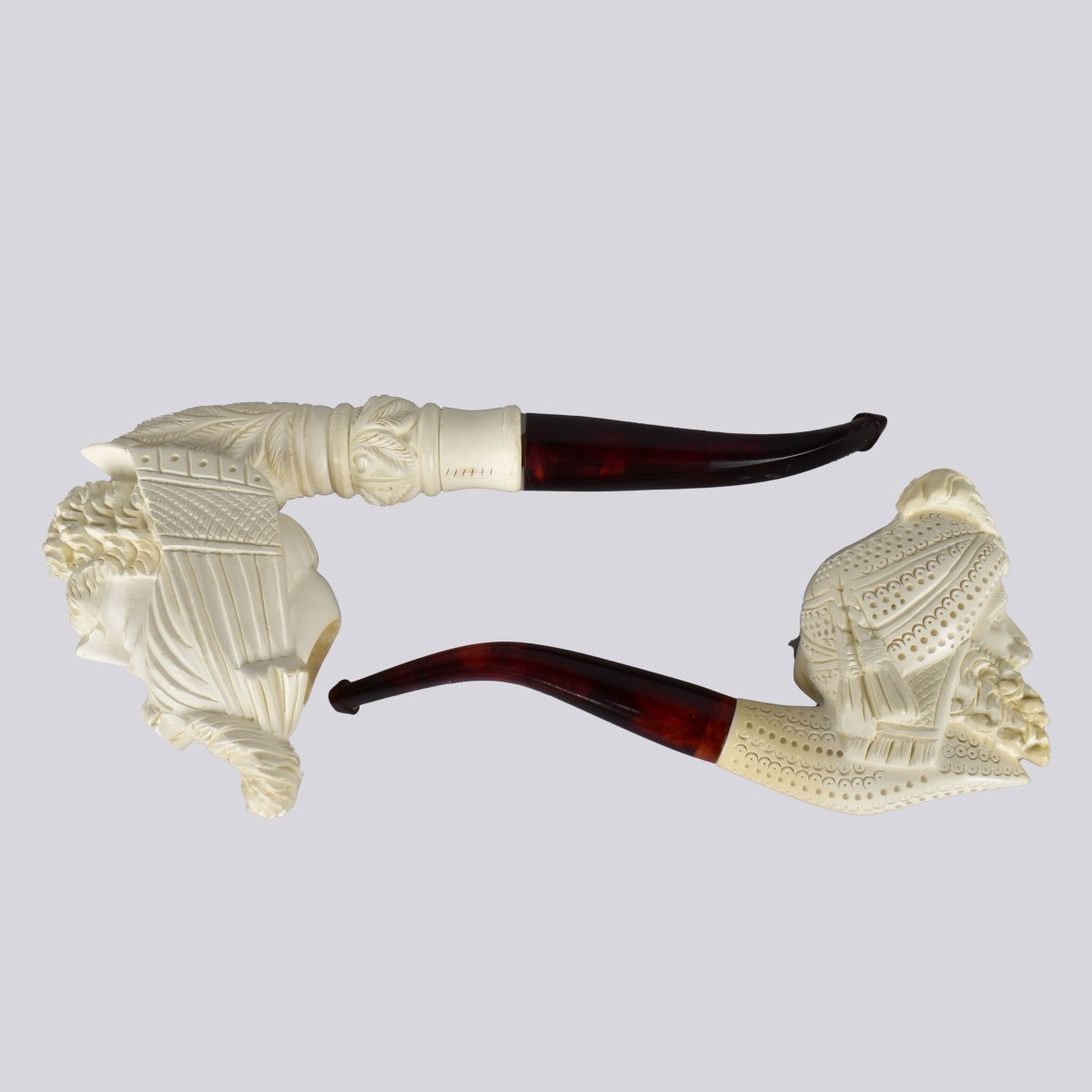 Two Carved Meerschaum Pipes