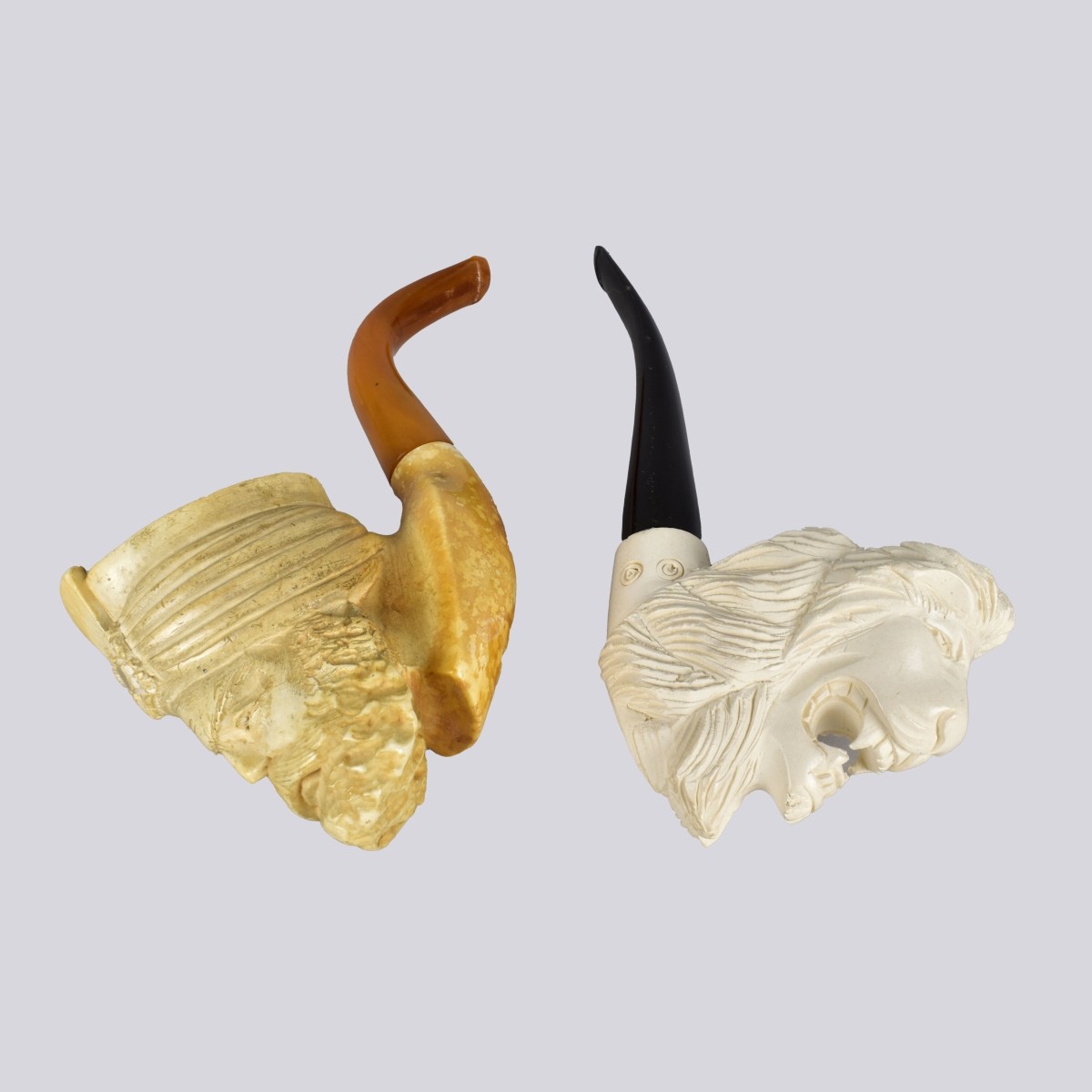 Two Carved Meerschaum Pipes