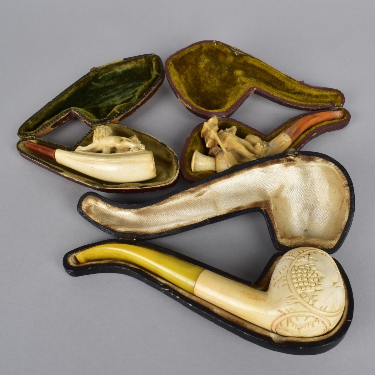 Three Vintage Meerschaum Pipes