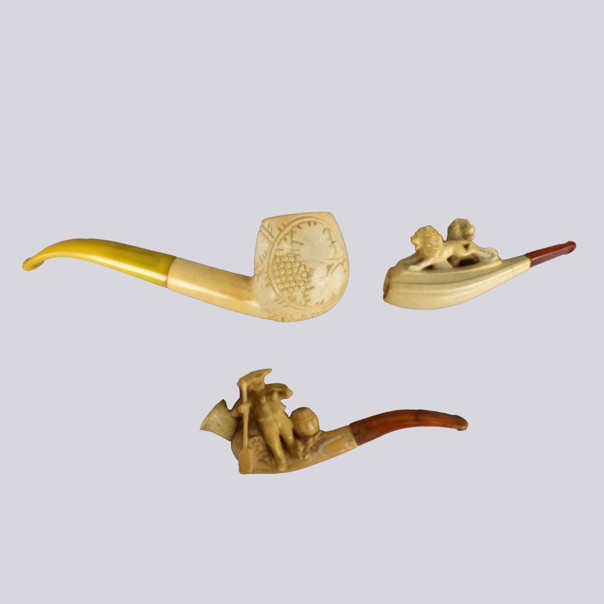 Three Vintage Meerschaum Pipes