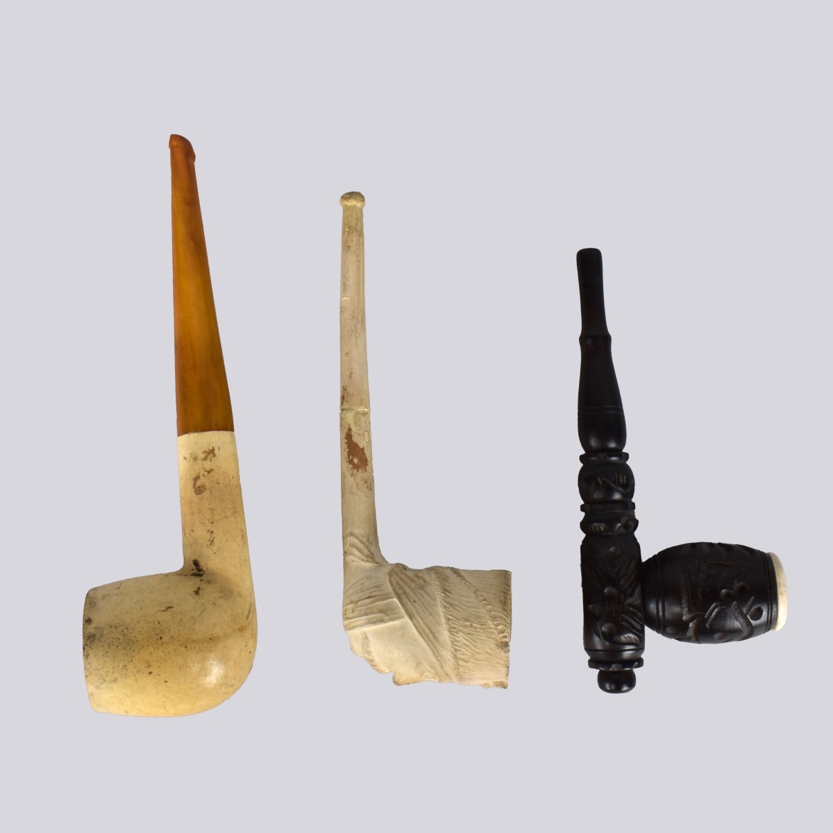 Three Vintage Assorted Smoking Pipes