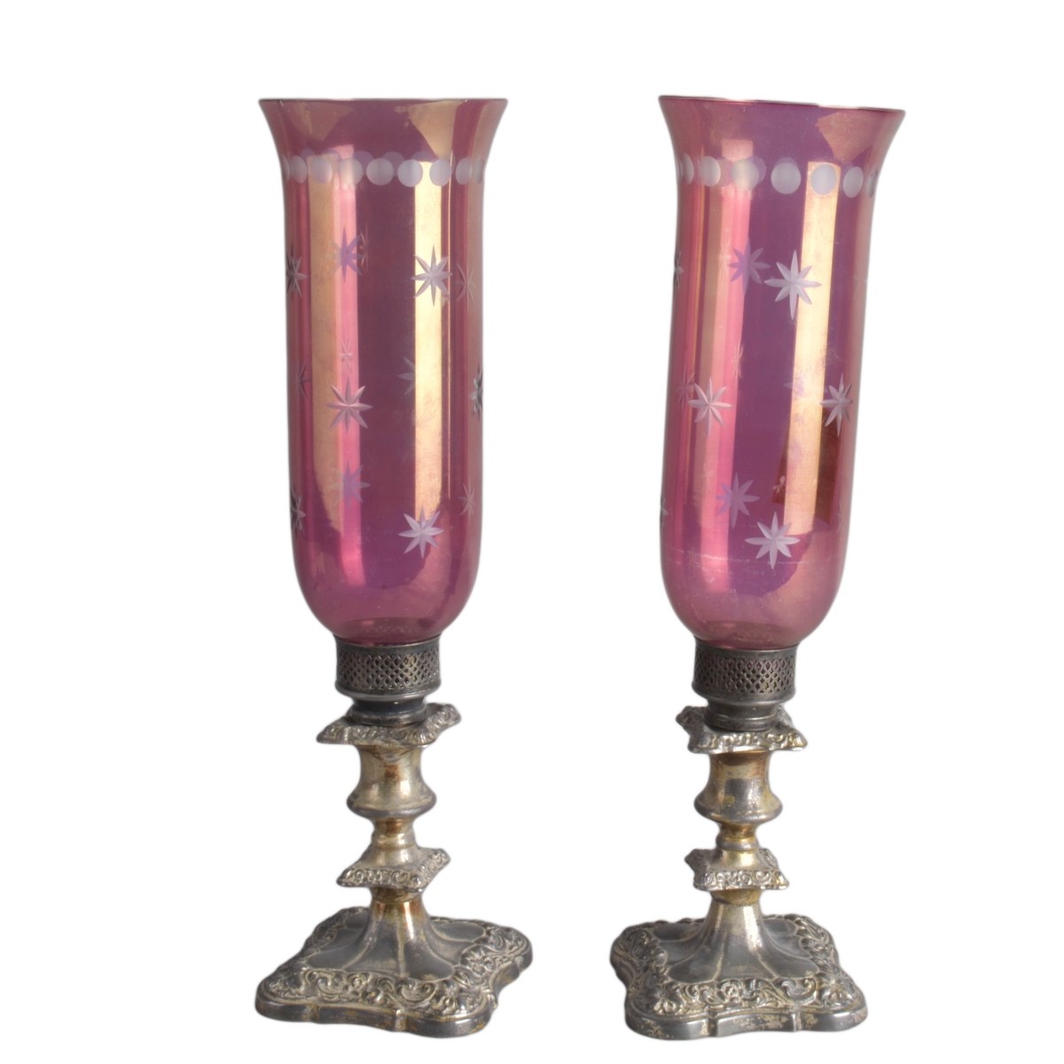 Pair of Hurricane Dresser Lamps