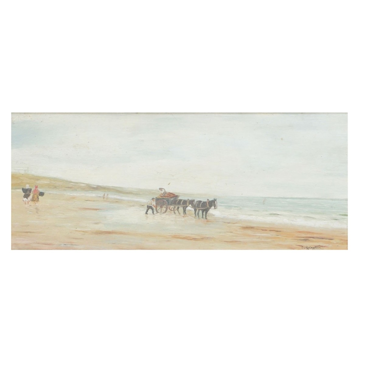 George Robertson (20C.) Oil on Board "Beach"