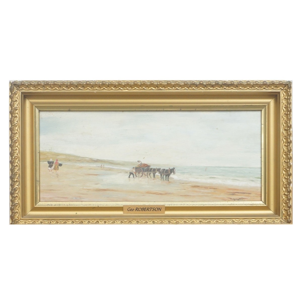 George Robertson (20C.) Oil on Board "Beach"