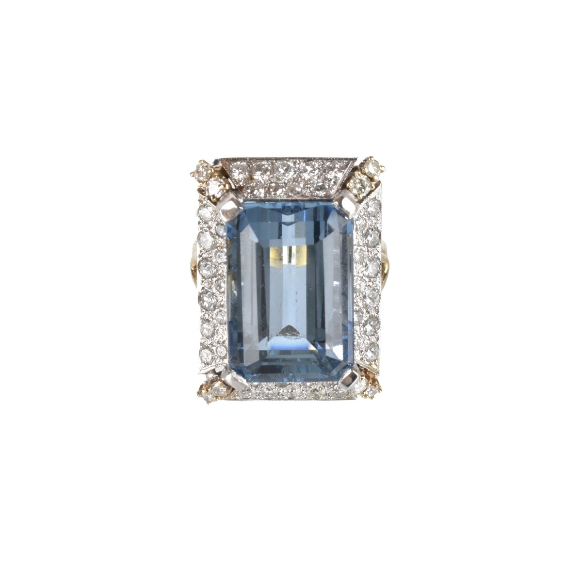 Aquamarine, Diamond and 14K Ring