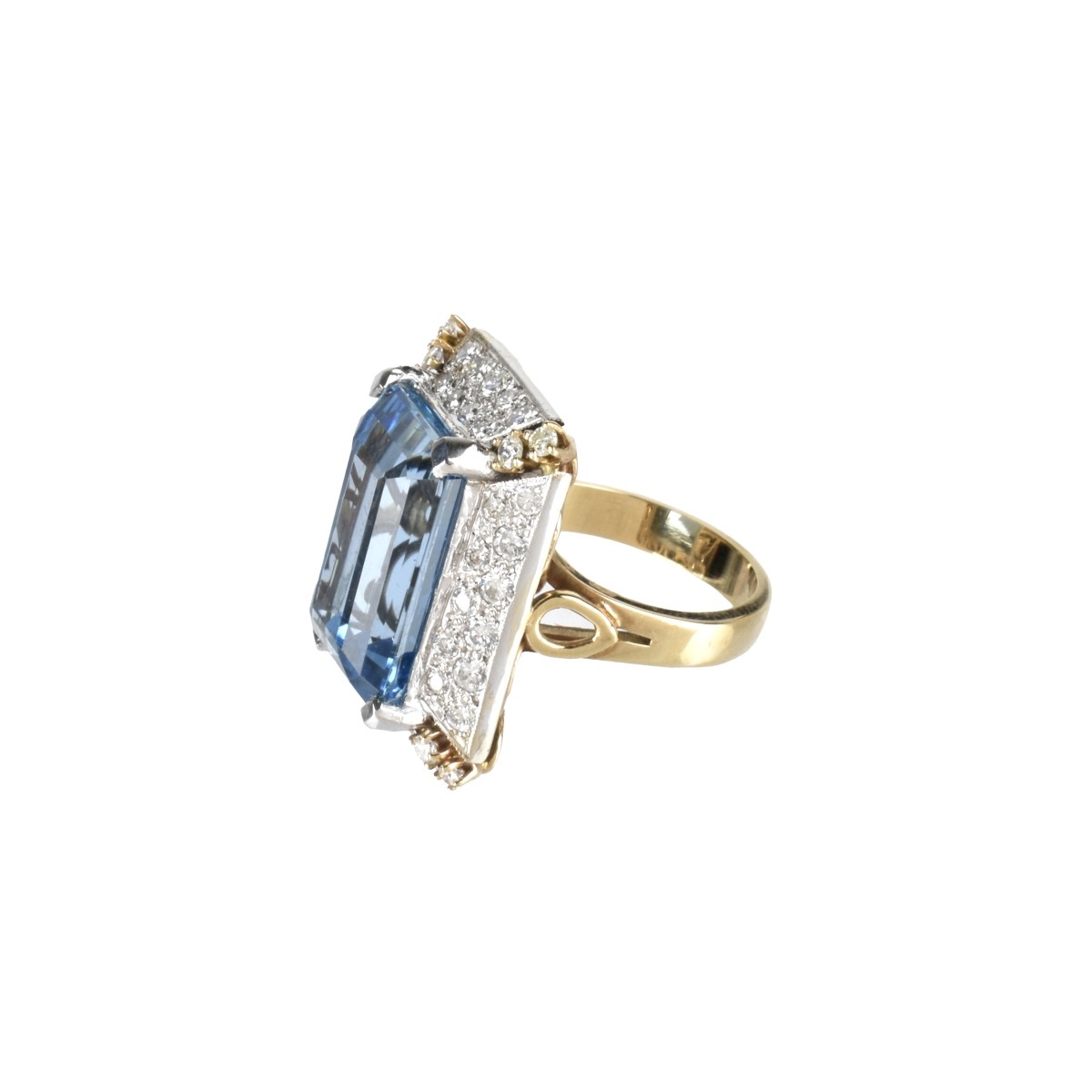 Aquamarine, Diamond and 14K Ring