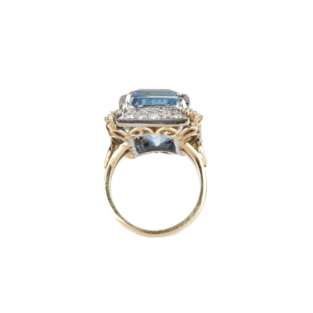 Aquamarine, Diamond and 14K Ring