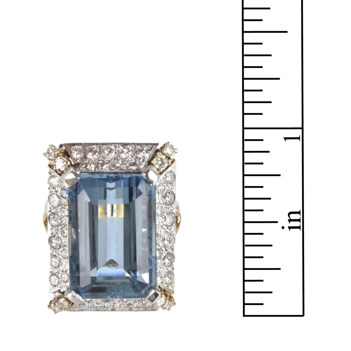 Aquamarine, Diamond and 14K Ring