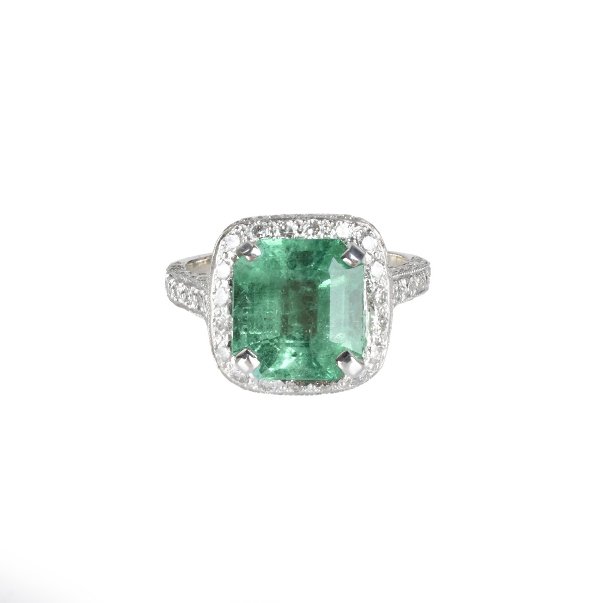 GIA Emerald, Diamond and 18K Ring