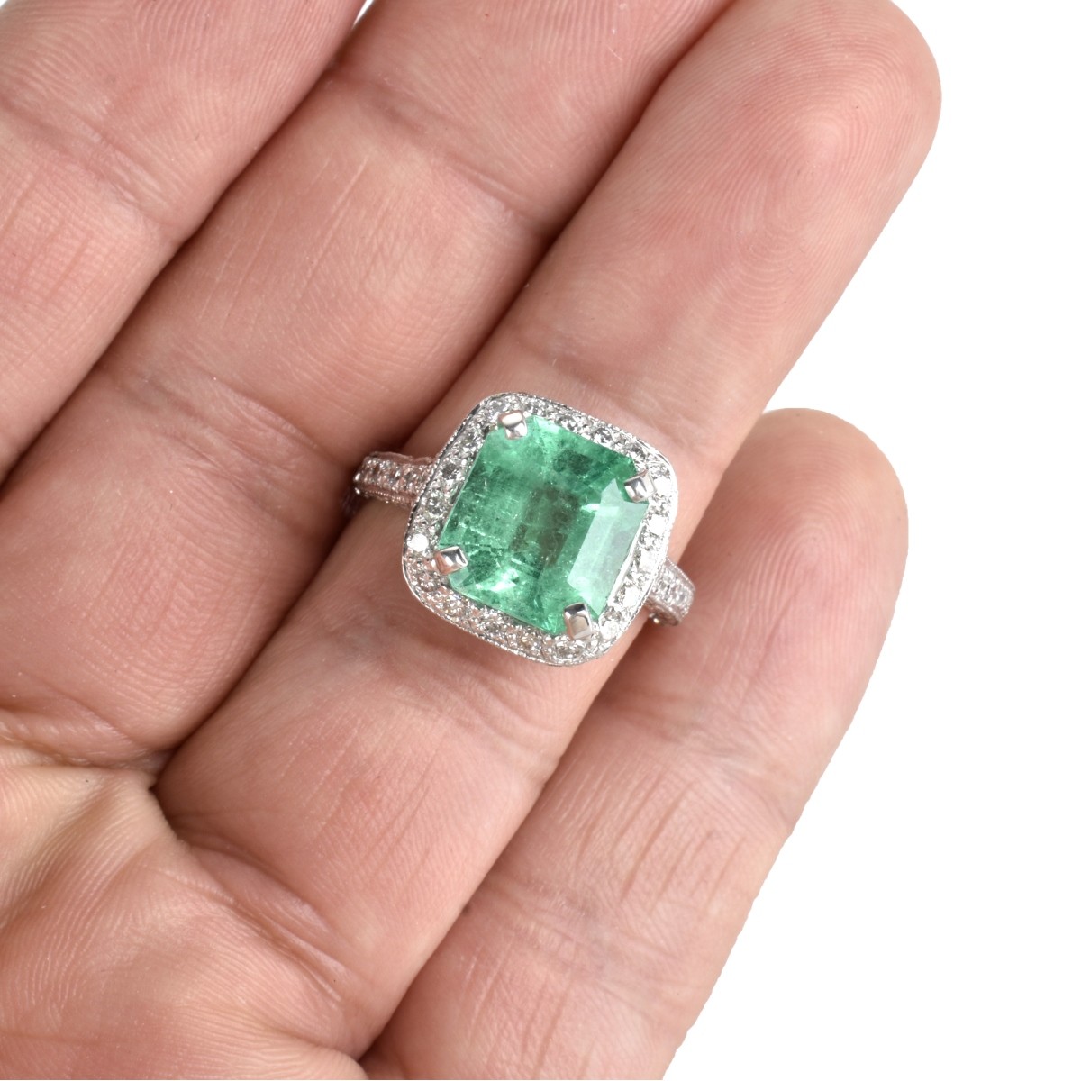 GIA Emerald, Diamond and 18K Ring