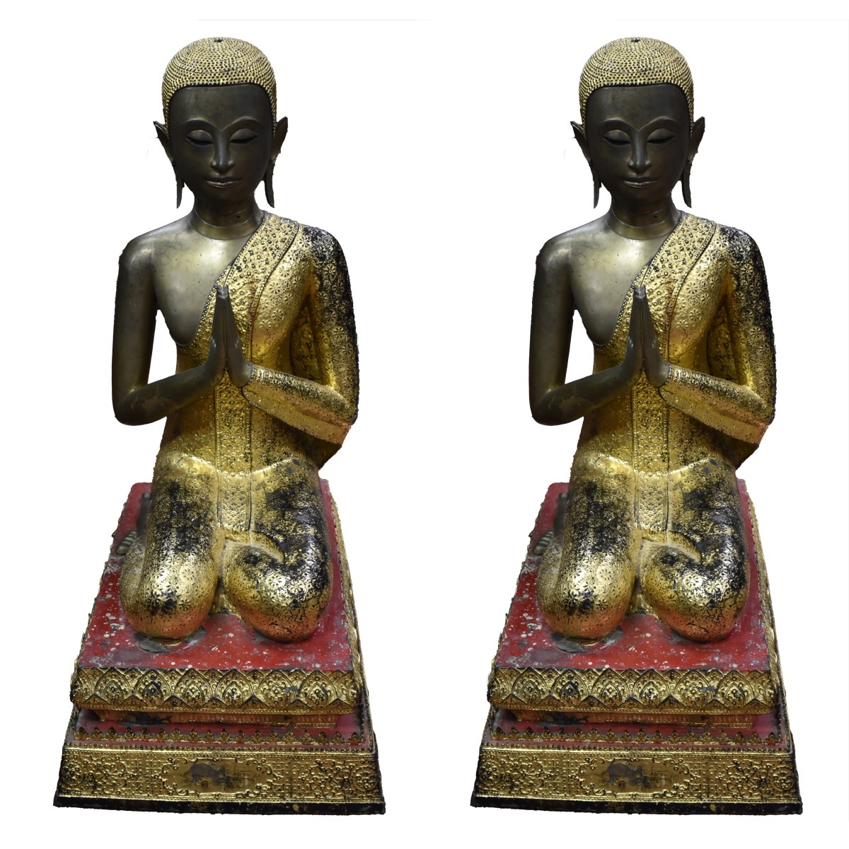 Pair of Life Size Thai Bronze Sculptures