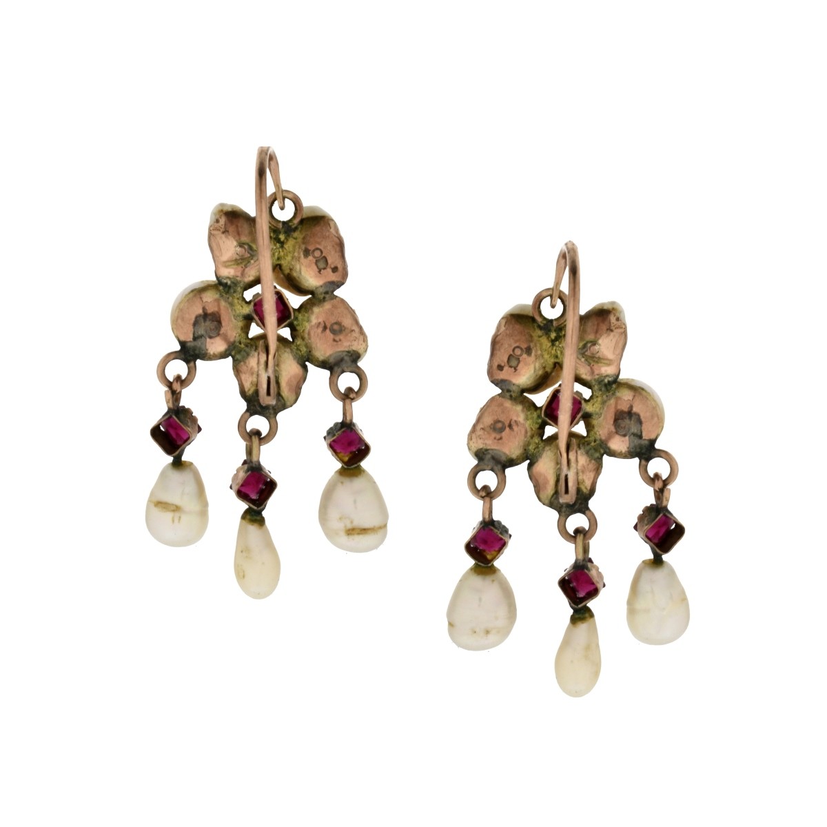 Pearl, Ruby and 10K Earrings