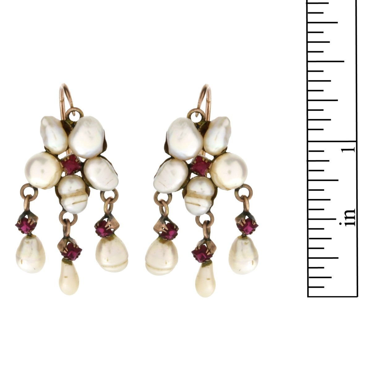 Pearl, Ruby and 10K Earrings