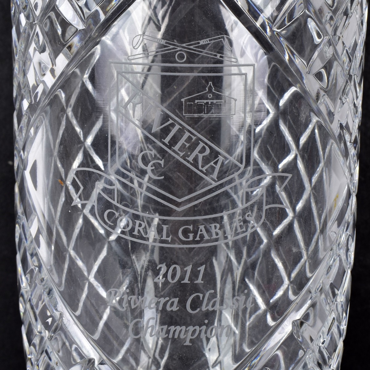 Large Hand Cut Crystal Golf Trophy