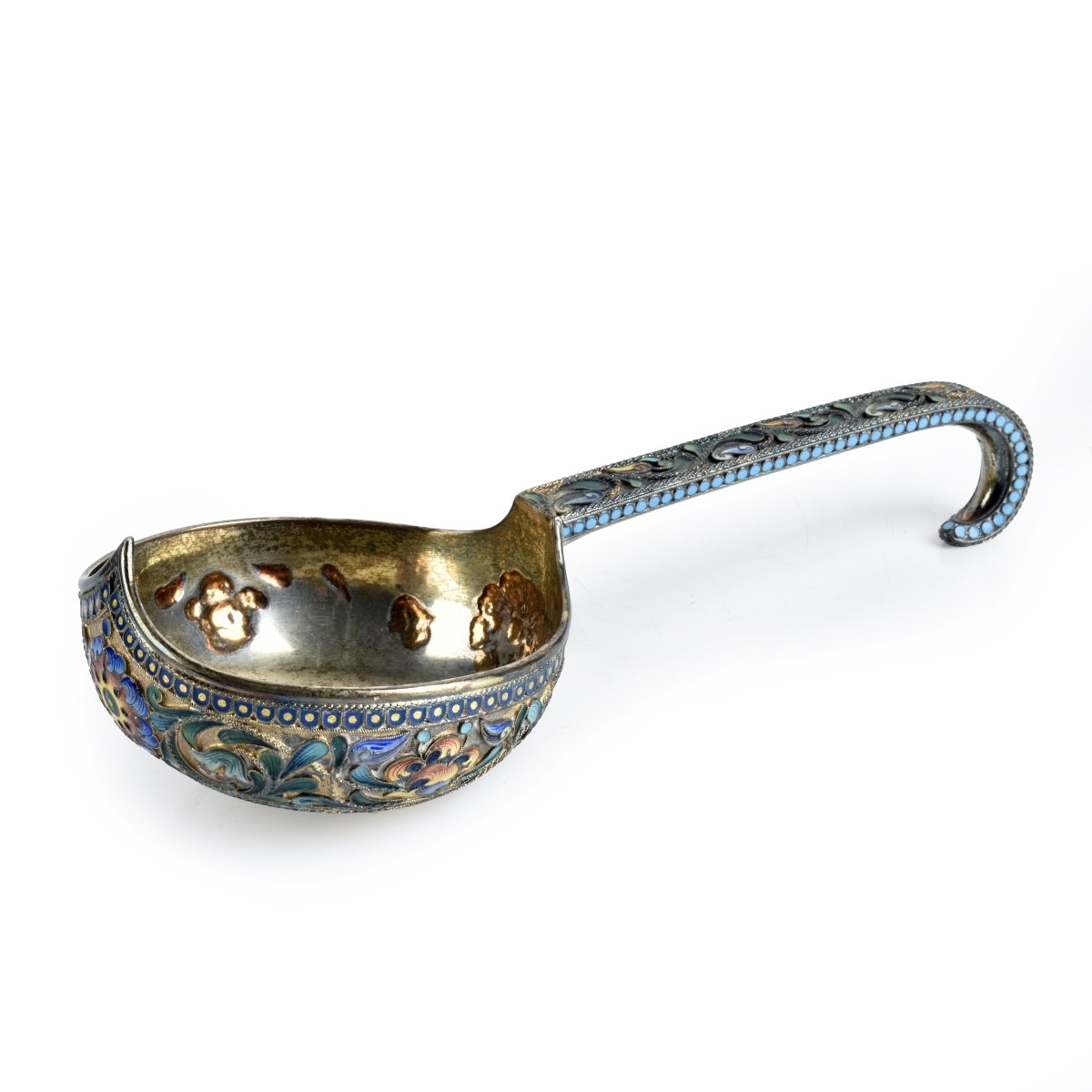 Russian Enamel Silver Gilt Kovsh