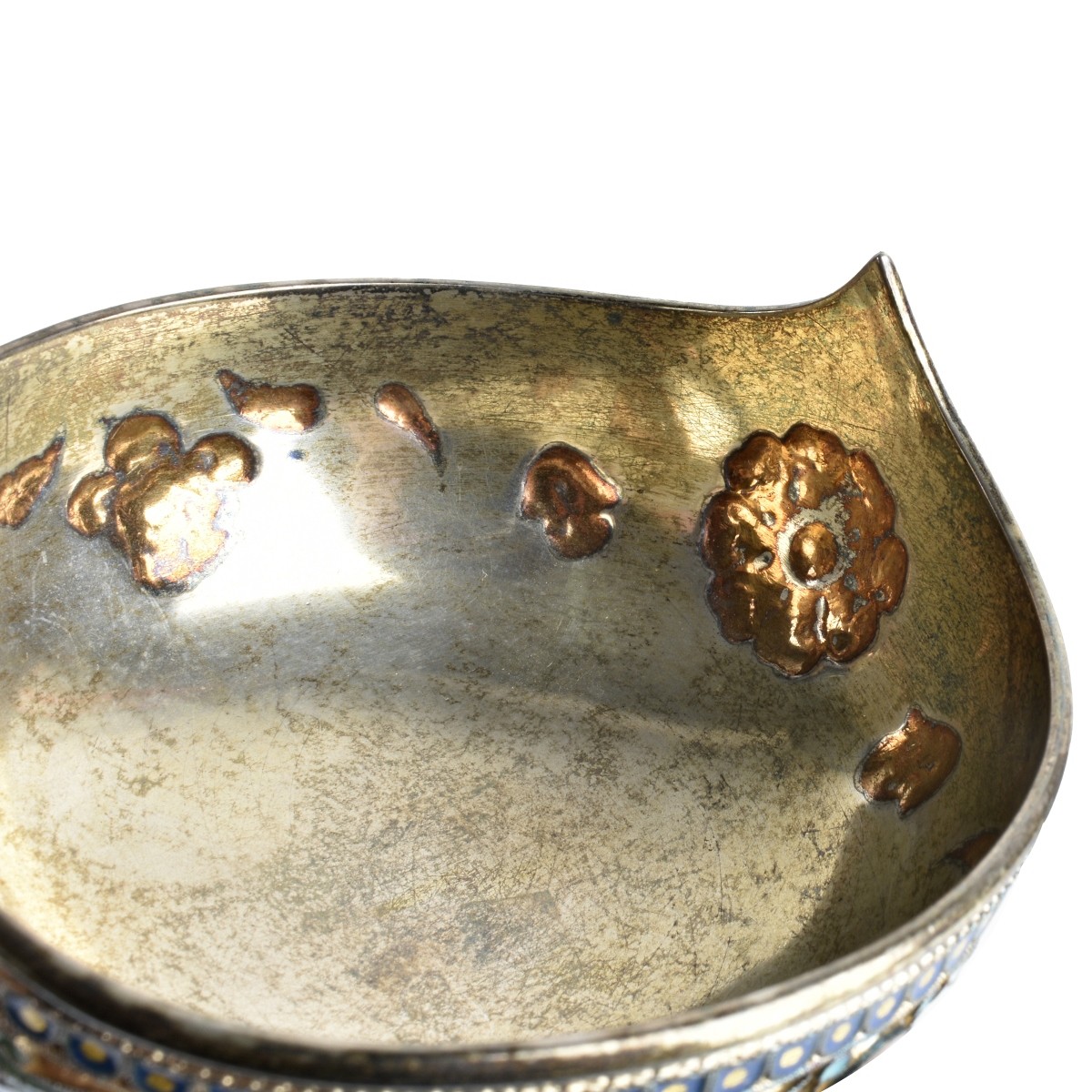 Russian Enamel Silver Gilt Kovsh