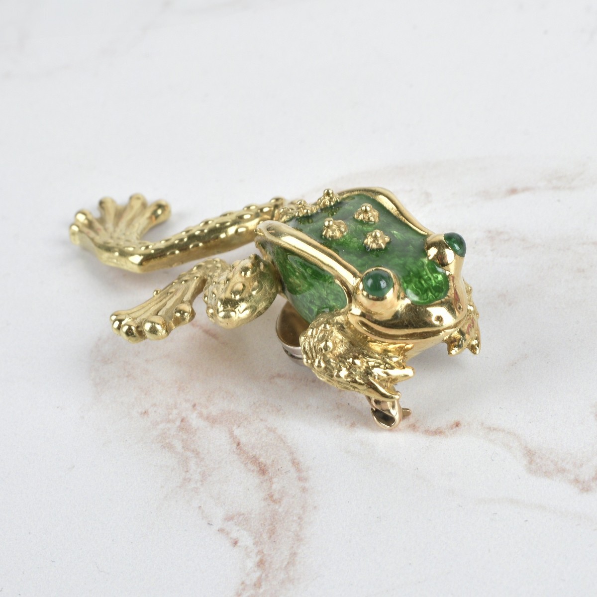 18K and Enamel Frog Brooch