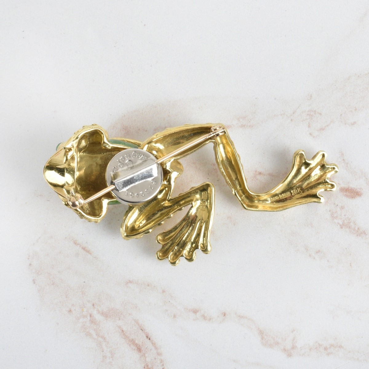 18K and Enamel Frog Brooch