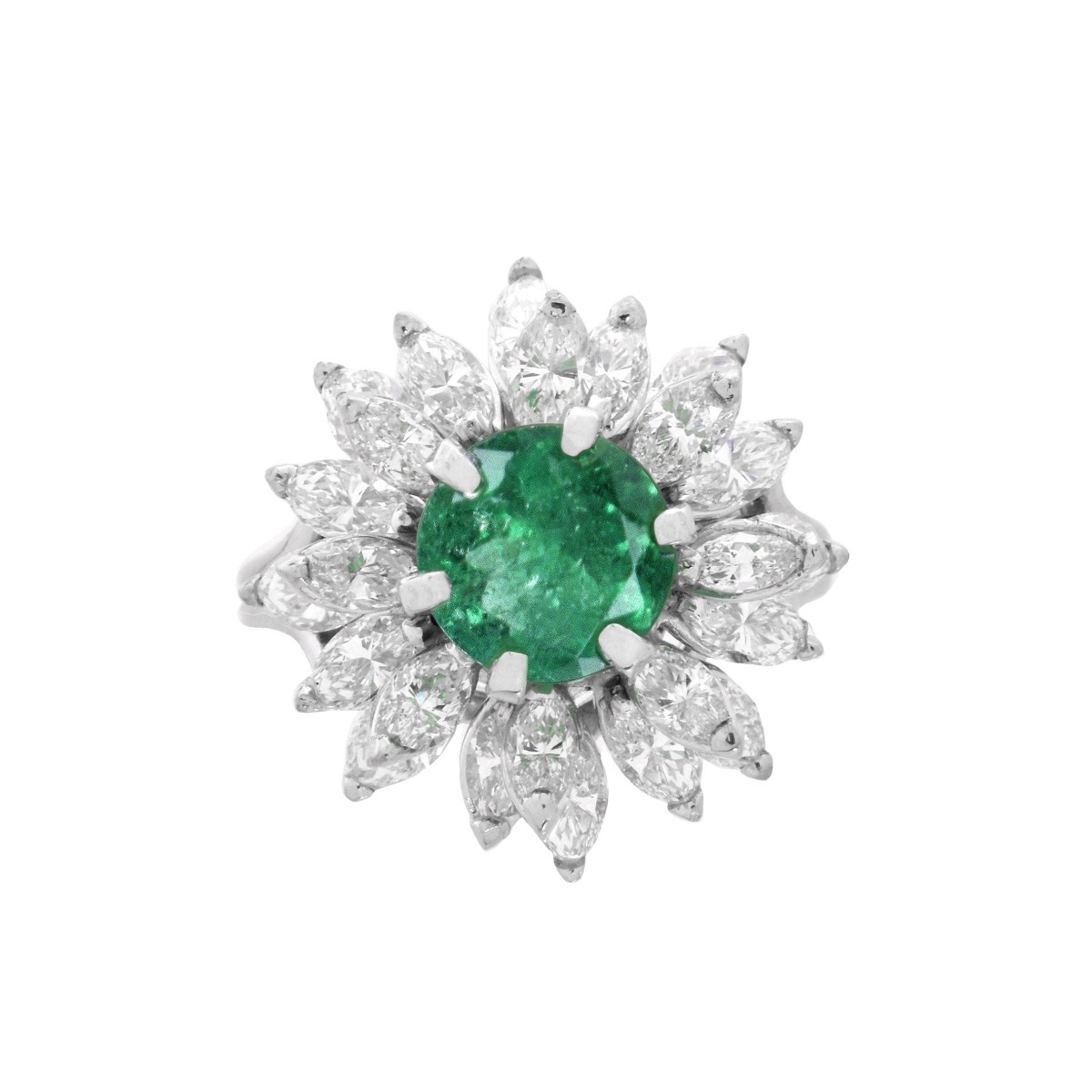 Emerald, Diamond and Platinum Ring