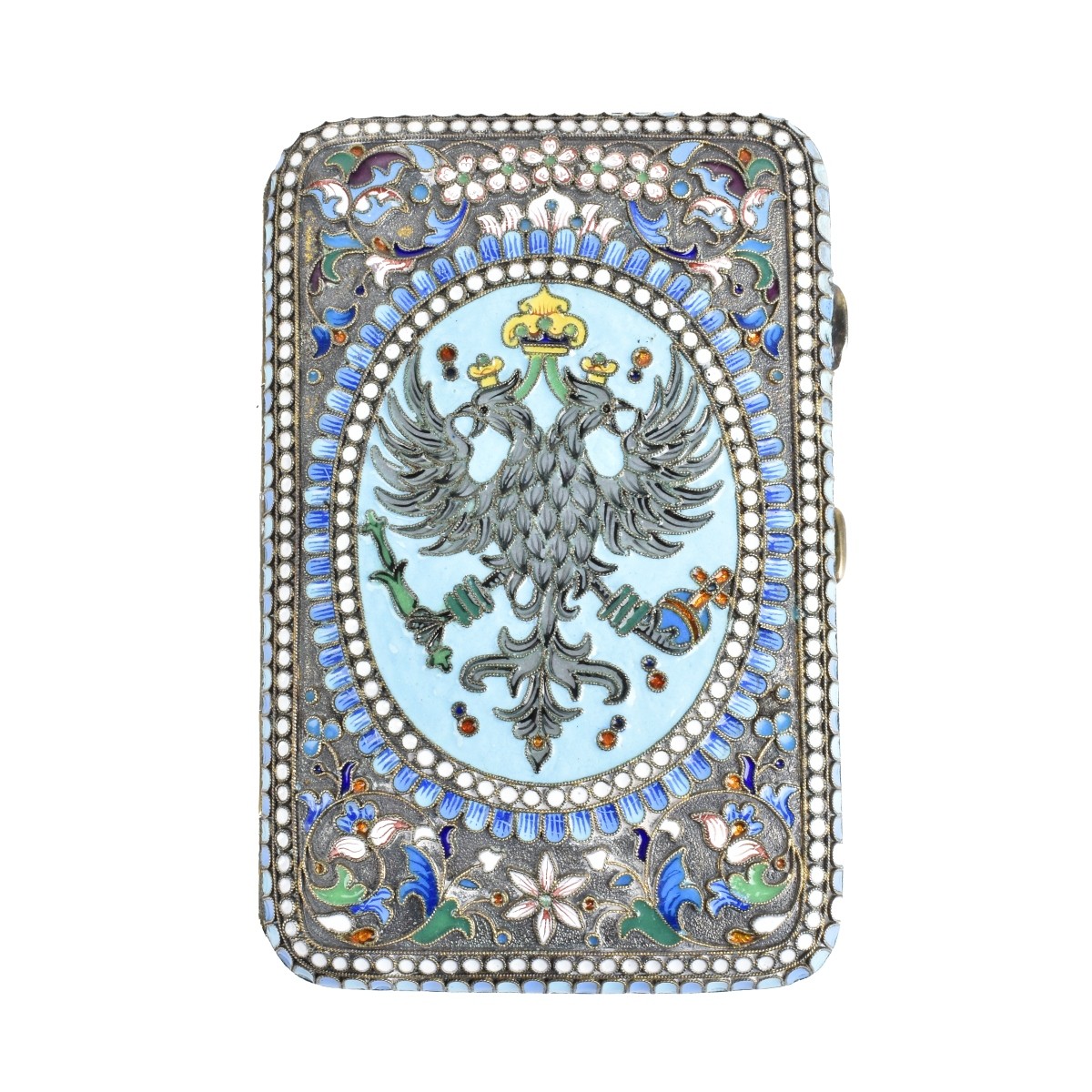 Russian Enamel Silver Cigarette Case