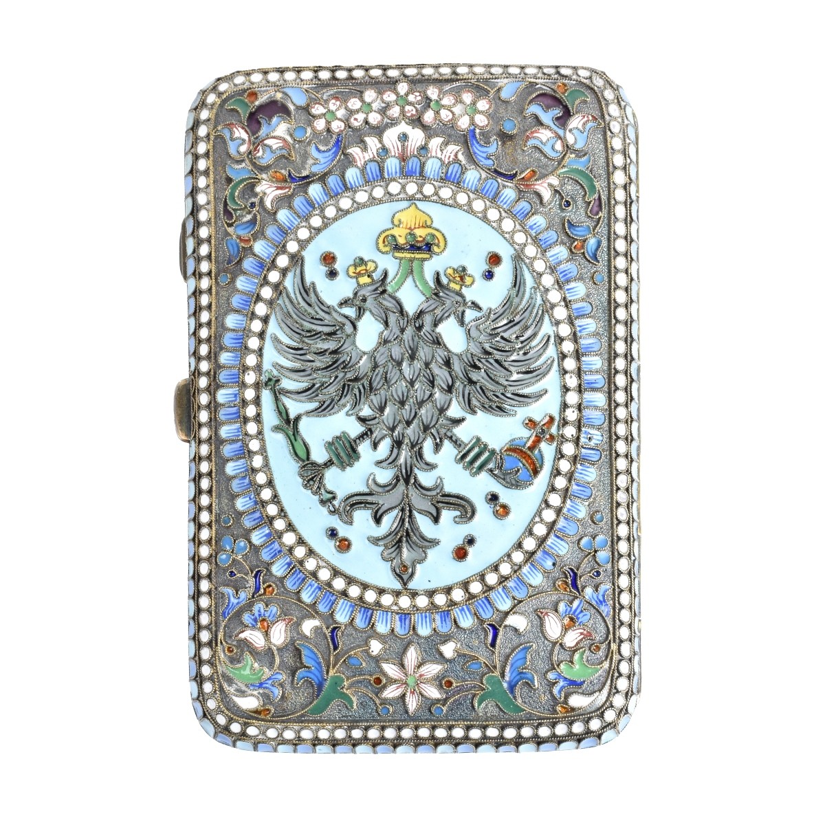 Russian Enamel Silver Cigarette Case