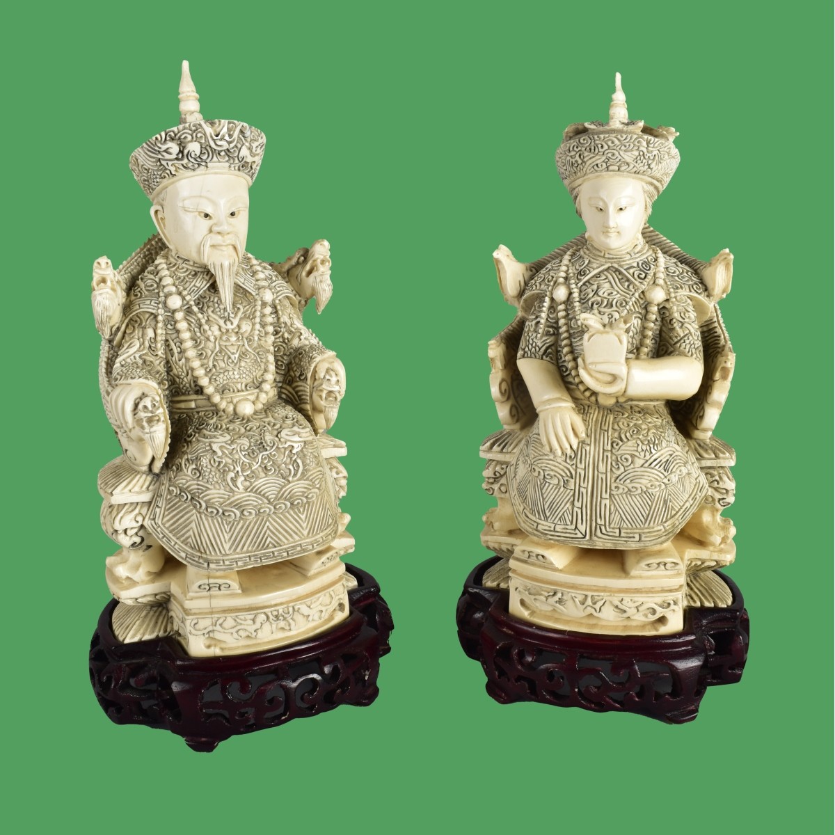 Pair of Chinese Carved Figurines