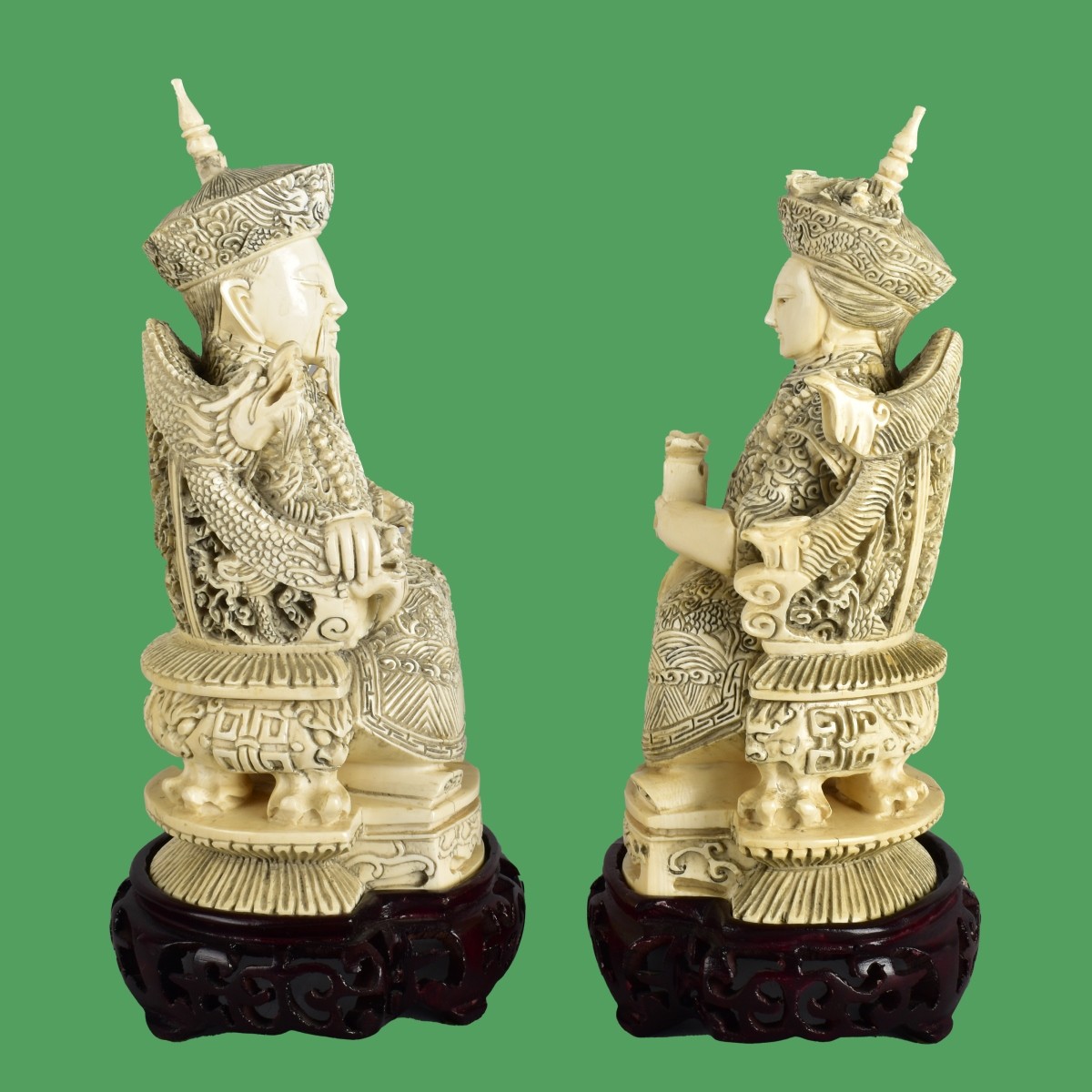 Pair of Chinese Carved Figurines