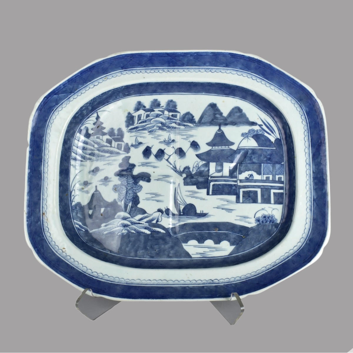 Large Chinese Canton Footed Dish