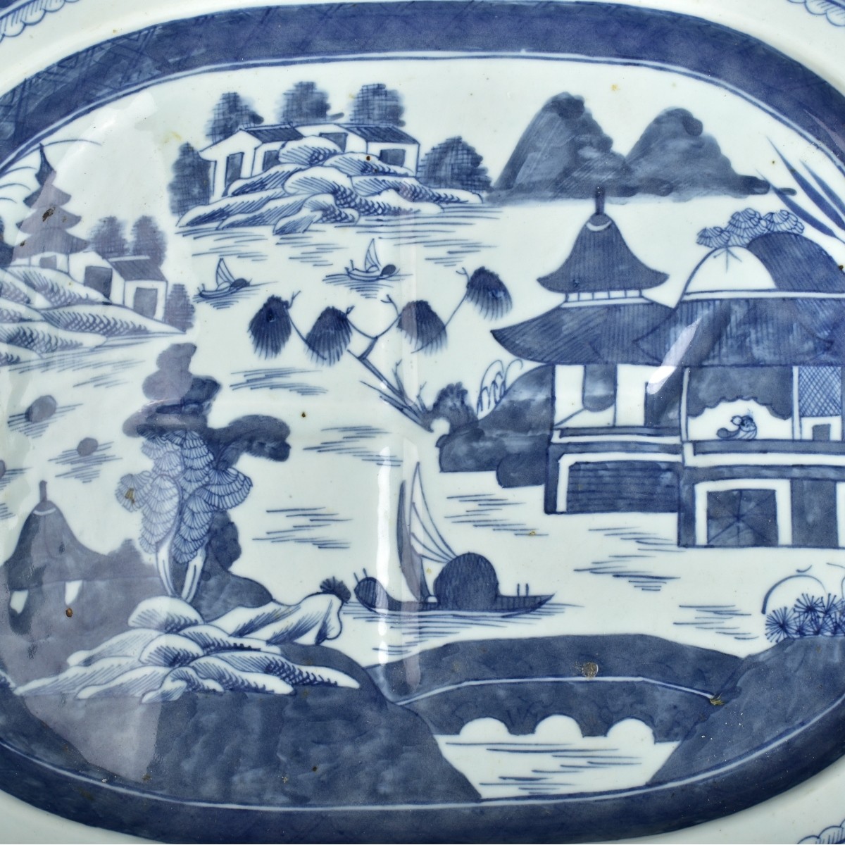 Large Chinese Canton Footed Dish