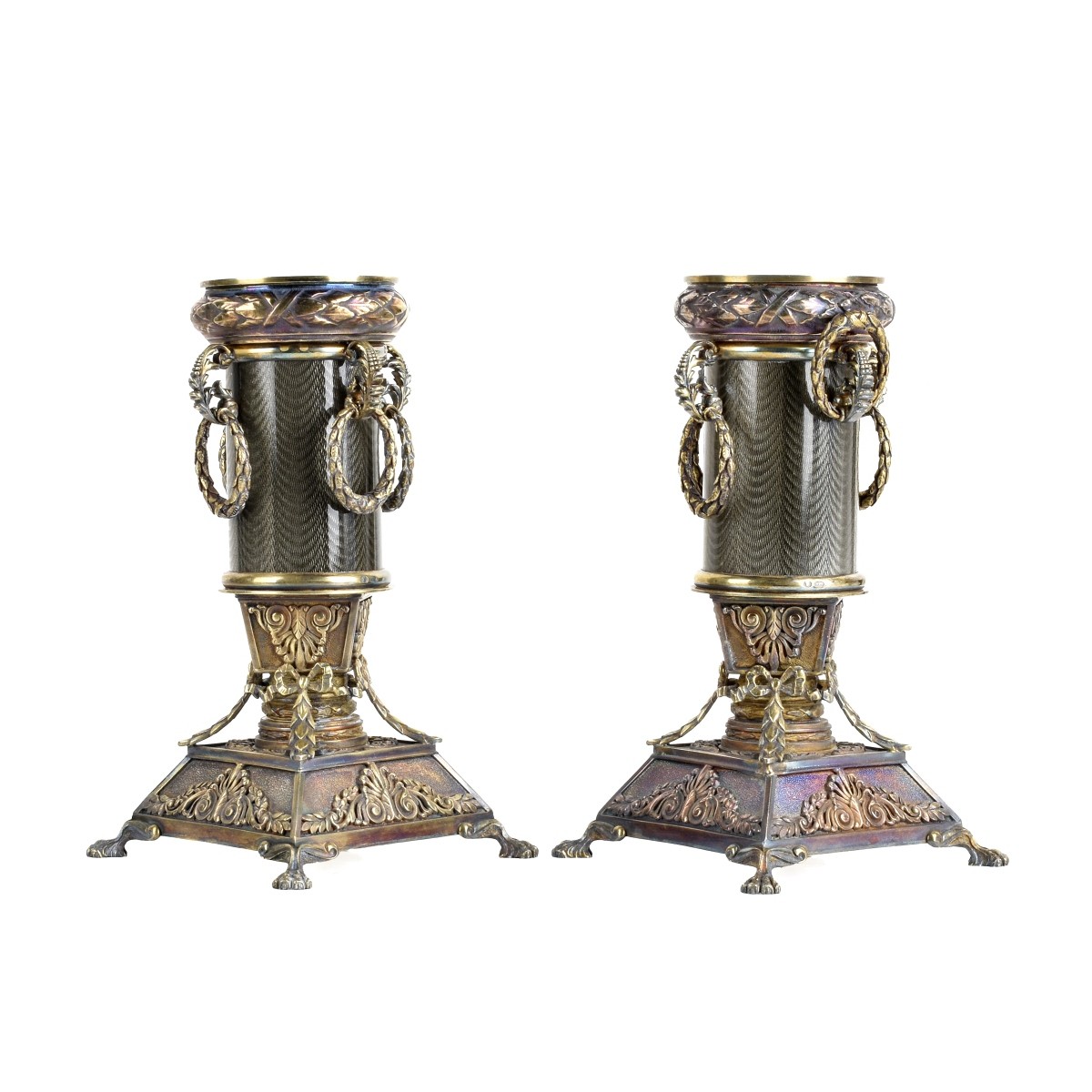 Russian Enamel Silver Gilt Vases