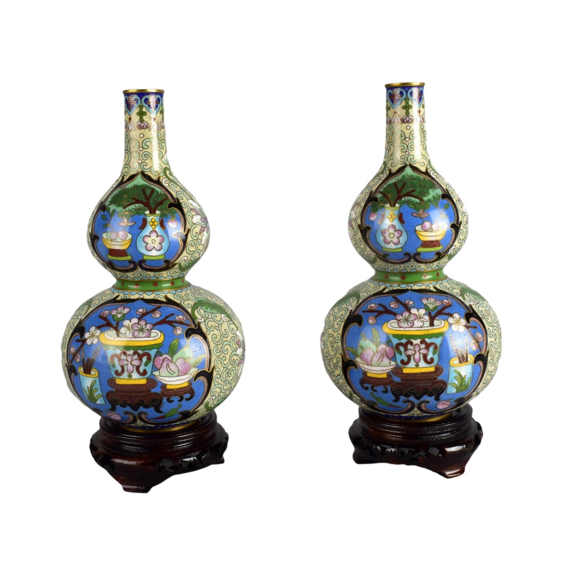 Pair of Chinese Cloisonne Vases