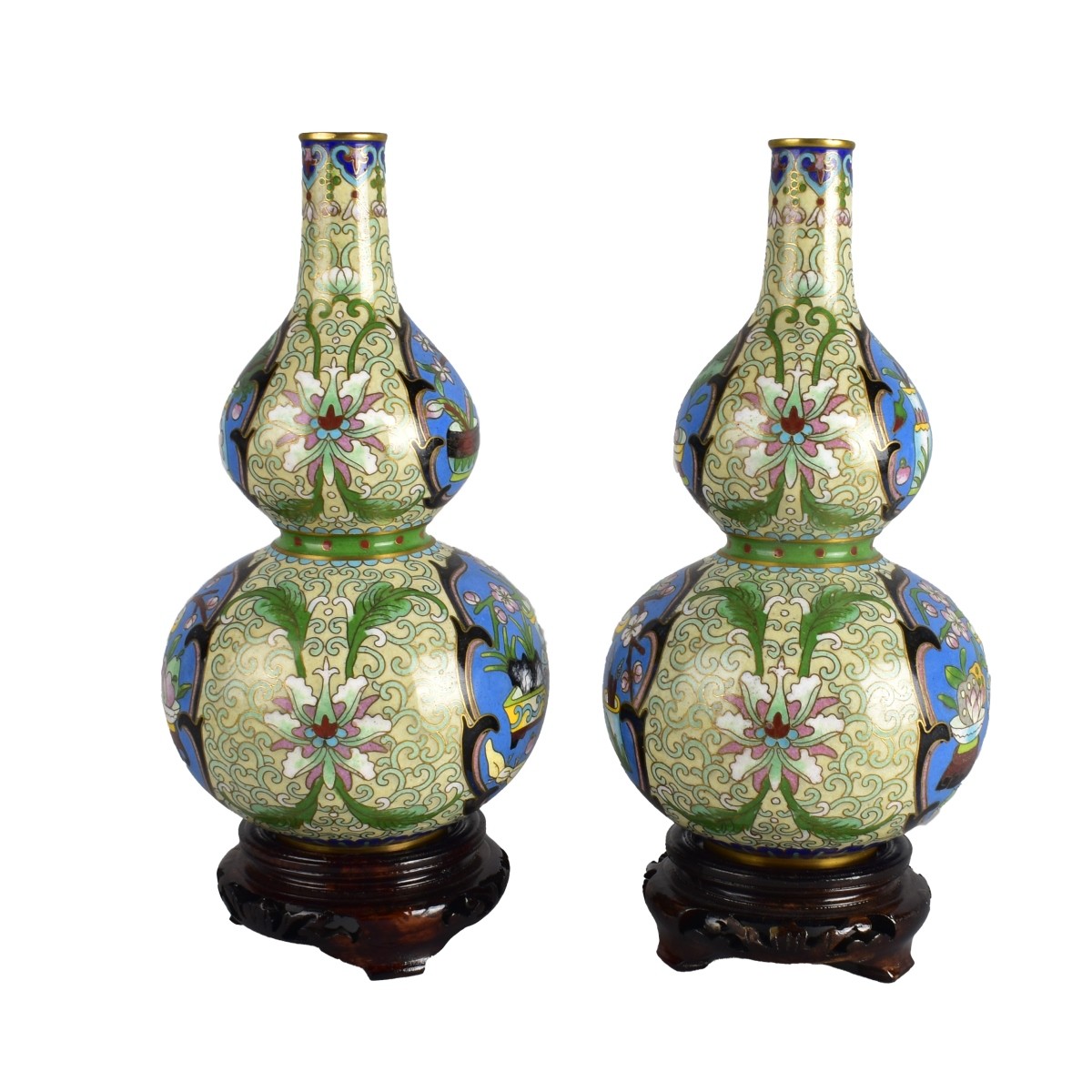 Pair of Chinese Cloisonne Vases