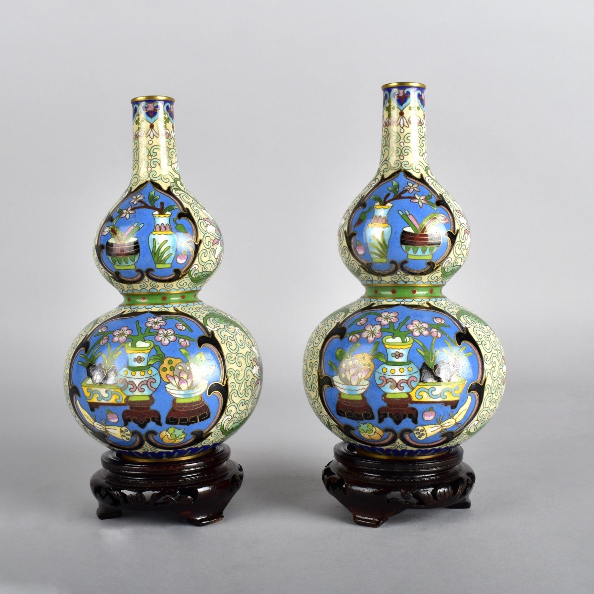 Pair of Chinese Cloisonne Vases