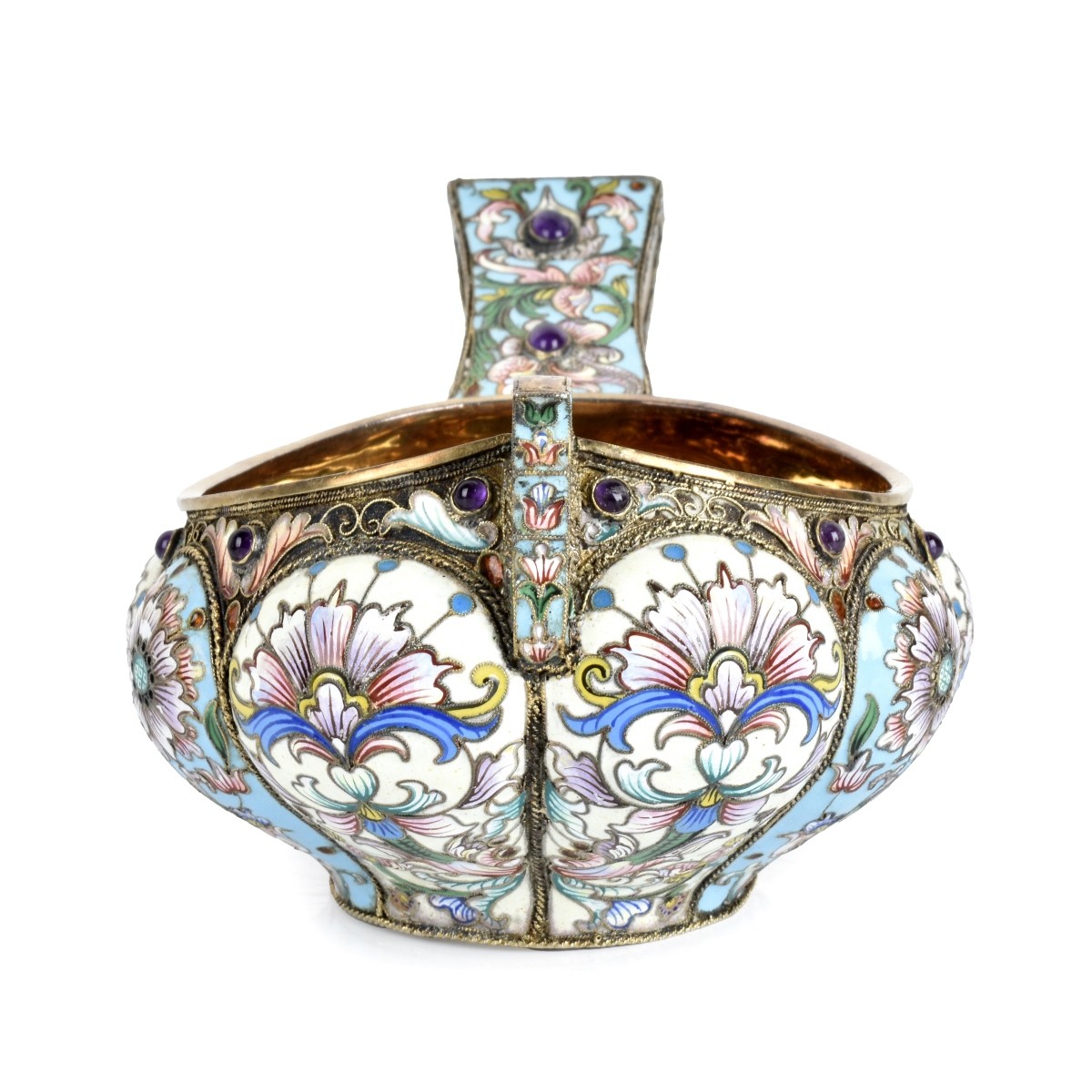 Russian Enamel Silver Gilt Kovsh