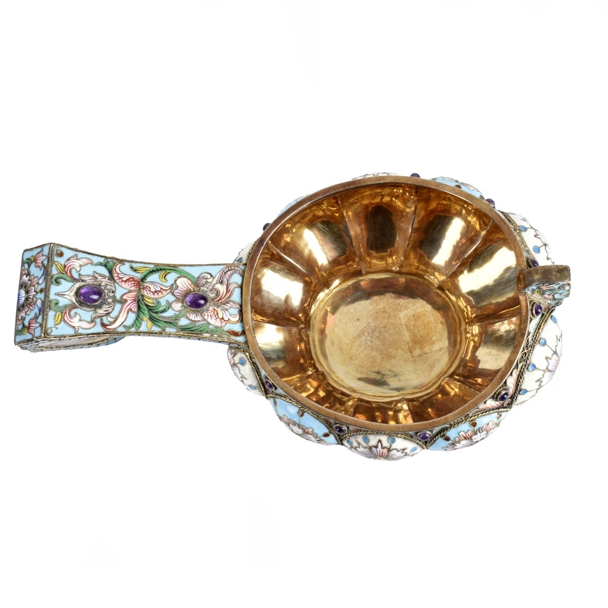 Russian Enamel Silver Gilt Kovsh