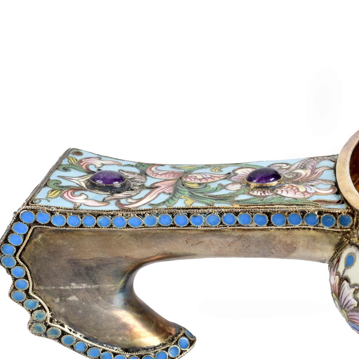 Russian Enamel Silver Gilt Kovsh